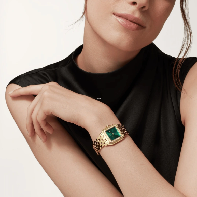 Cartier,Panthère de Cartier 25.40x38mm,25.40x38mm,Yellow Gold,Gradient,Green,Quartz,Sapphire,Crystal Glass,Square,WJPN0037