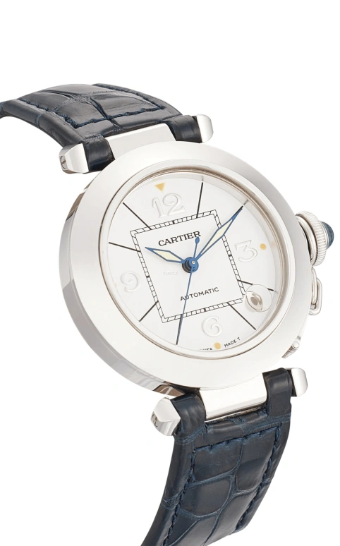 Cartier,Pasha de Cartier 35mm,35mm,White Gold,White,Automatic,Day,Sapphire,Crystal Glass,W3014556