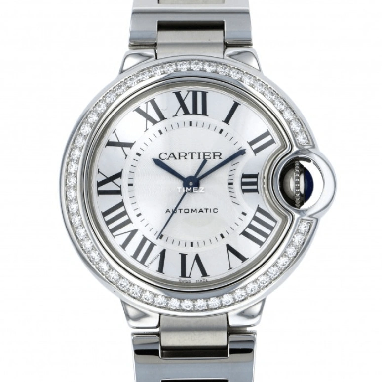 Cartier,Ballon Bleu de Cartier 33mm,33mm,Stainless Steel,Silver,Automatic,Sapphire,Crystal Glass,Round,W4BB0016