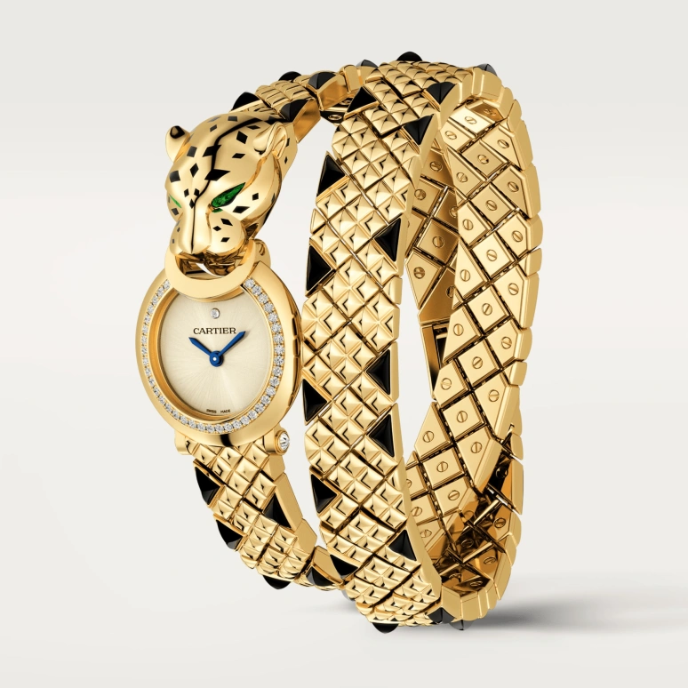 Cartier,Panthère Jewelry Watches 23.60mm,23.60mm,Yellow Gold,Gold,Quartz,Sapphire,Crystal Glass,Other,HPI01382