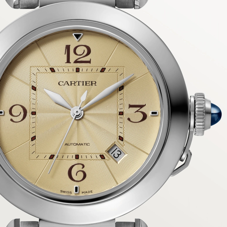 Cartier,Pasha de Cartier 41mm,41mm,Stainless Steel,Champagne,Automatic,Day,42hours,WSPA0033