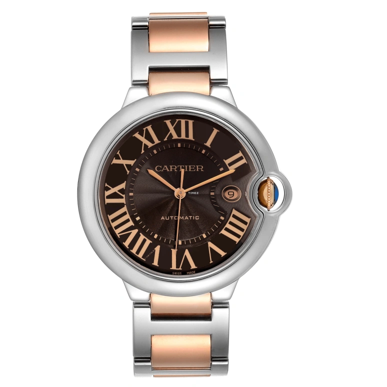 Cartier,Ballon Bleu de Cartier 42mm,42mm,Stainless Steel,Rose Gold,Brown,Automatic,Day,42hours,W6920032