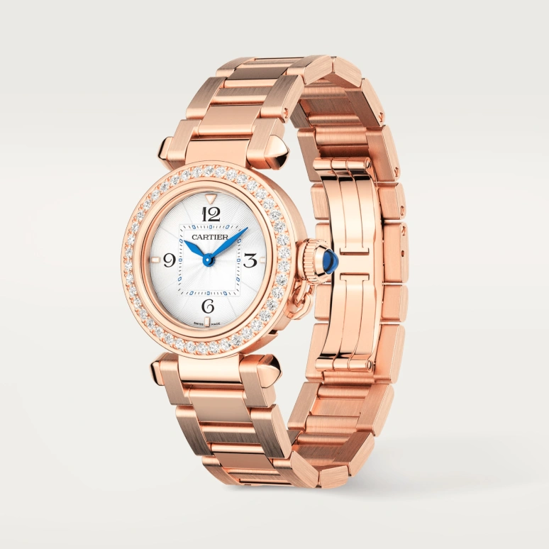 Cartier,Pasha de Cartier 30mm,30mm,Rose Gold,Silver,Quartz,Sapphire,Crystal Glass,Round,WJPA0018