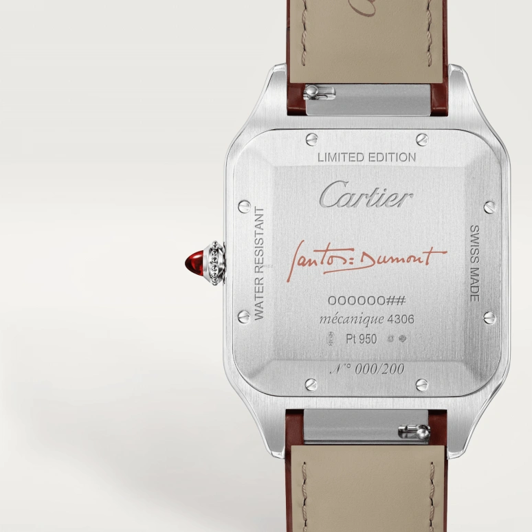 Cartier,Santos de Cartier 46.60x39.90mm,46.60x39.90mm,Platinum,Brown,Copper,Handwound,36hours,In-house Caliber,WGSA0113
