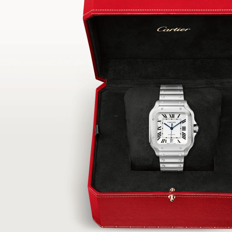Cartier,Santos de Cartier 39.80x47.50mm,39.80x47.50mm,Stainless Steel,Silver,Automatic,Day,42hours,WSSA0018