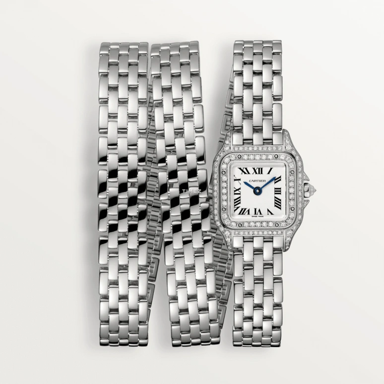 Cartier,Panthère de Cartier 20x25mm,20x25mm,White Gold,Silver,Quartz,Sapphire,Crystal Glass,Square,WJPN0011