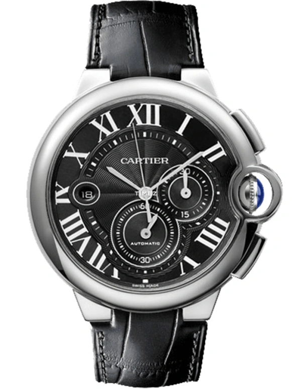 Cartier,Ballon Bleu de Cartier 44mm,44mm,Stainless Steel,Black,Automatic,Chronograph,Day,W6920079