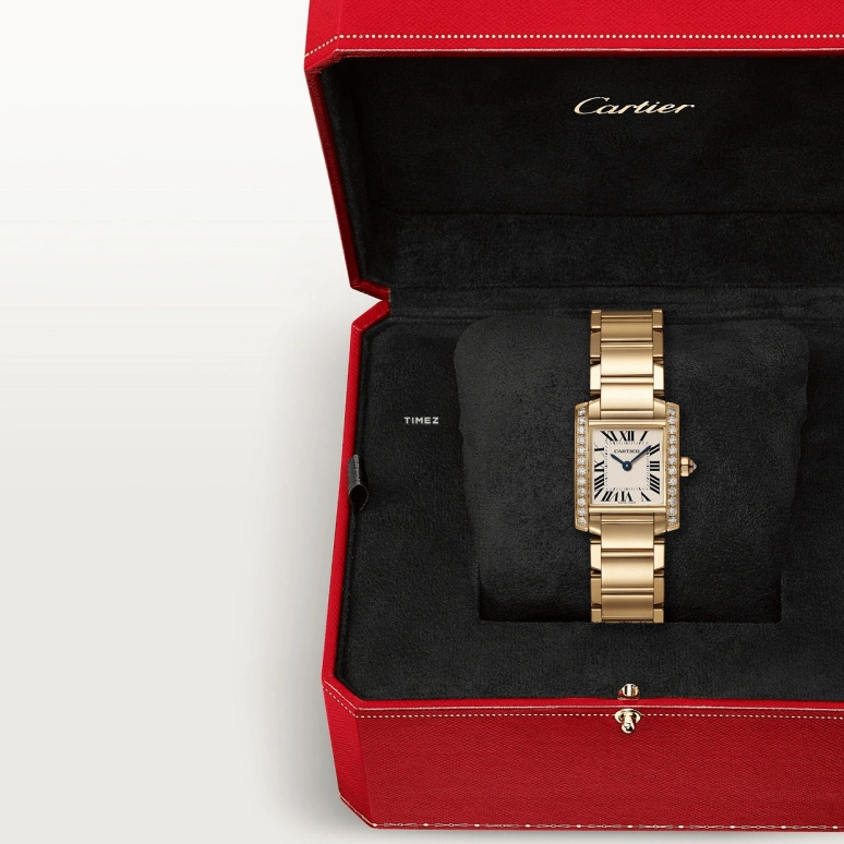 Cartier,Tank 25x24mm,25x24mm,Yellow Gold,Silver,Quartz,Sapphire,Crystal Glass,Square,WJTA0024