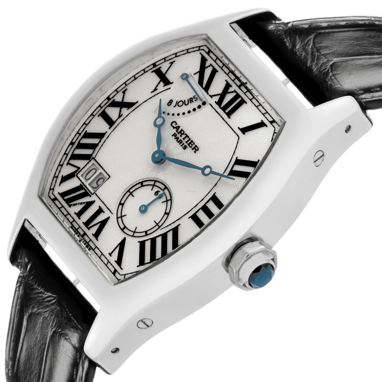 Cartier,Tortue 34x43mm,34x43mm,White Gold,Silver,Handwound,Power Reserve Indicator,Big Date,W1545951