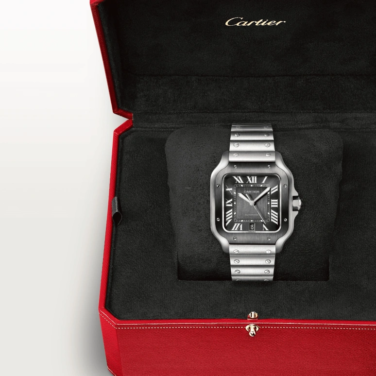 Cartier,Santos de Cartier 39.80x47.50mm,39.80x47.50mm,Stainless Steel,Grey,Automatic,Day,42hours,WSSA0037