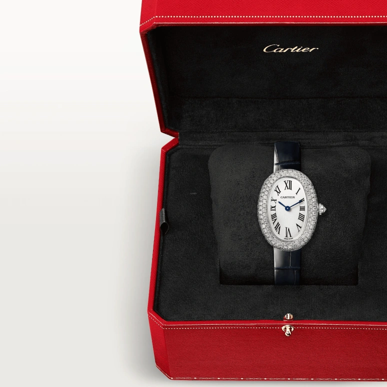 Cartier,Baignoire 32x26mm,32x26mm,White Gold,Silver,Quartz,Sapphire,Crystal Glass,Oval,WJBA0015
