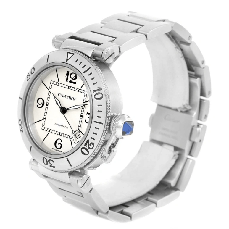 Cartier,Pasha de Cartier 40.50mm,40.50mm,Stainless Steel,Silver,Automatic,Day,42hours,W31080M7
