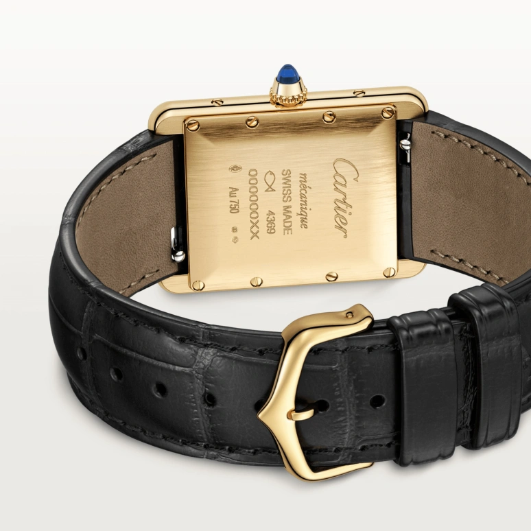 Cartier,Tank 33.70x25.50mm,33.70x25.50mm,Yellow Gold,Black,Handwound,38hours,In-house Caliber,WGTA0091