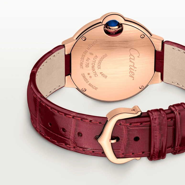 Cartier,Ballon Bleu de Cartier 33mm,33mm,Rose Gold,Silver,Automatic,Sapphire,Crystal Glass,Round,WJBB0080