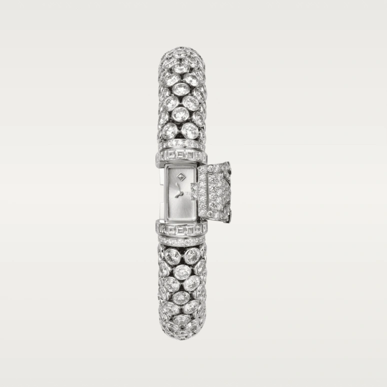 Cartier,High Jewelry Watches ,White Gold,Silver,Handwound,In-house Caliber,Square,HPI00579