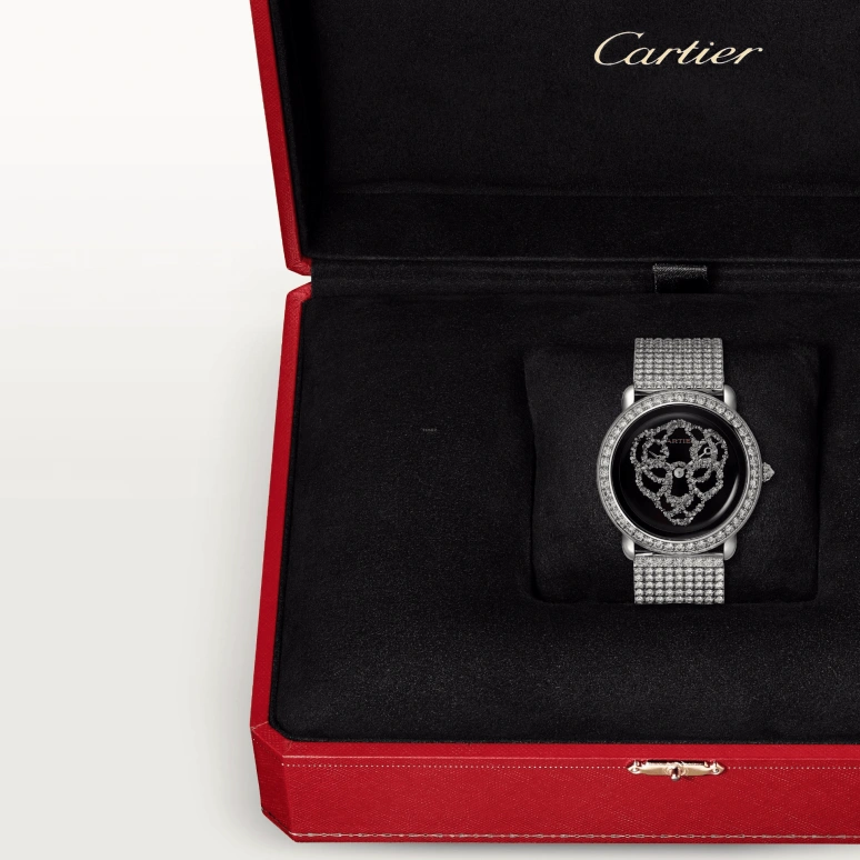Cartier,Panthère Jewelry Watches 37mm,37mm,White Gold,Black,Handwound,36hours,In-house Caliber,HPI01356
