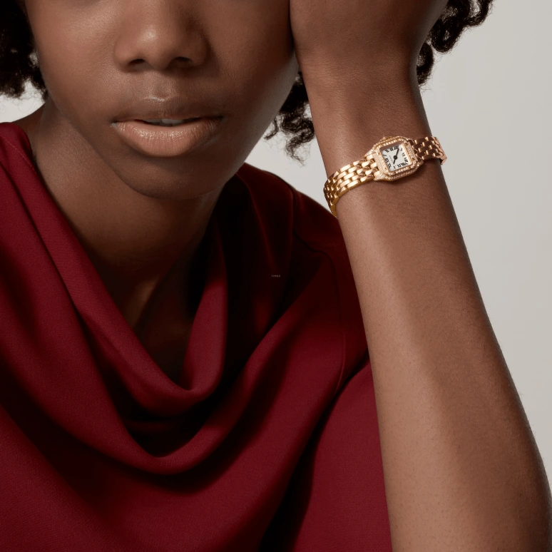 Cartier,Panthère de Cartier 25x20mm,25x20mm,Rose Gold,Silver,Quartz,Sapphire,Crystal Glass,Square,WJPN0020