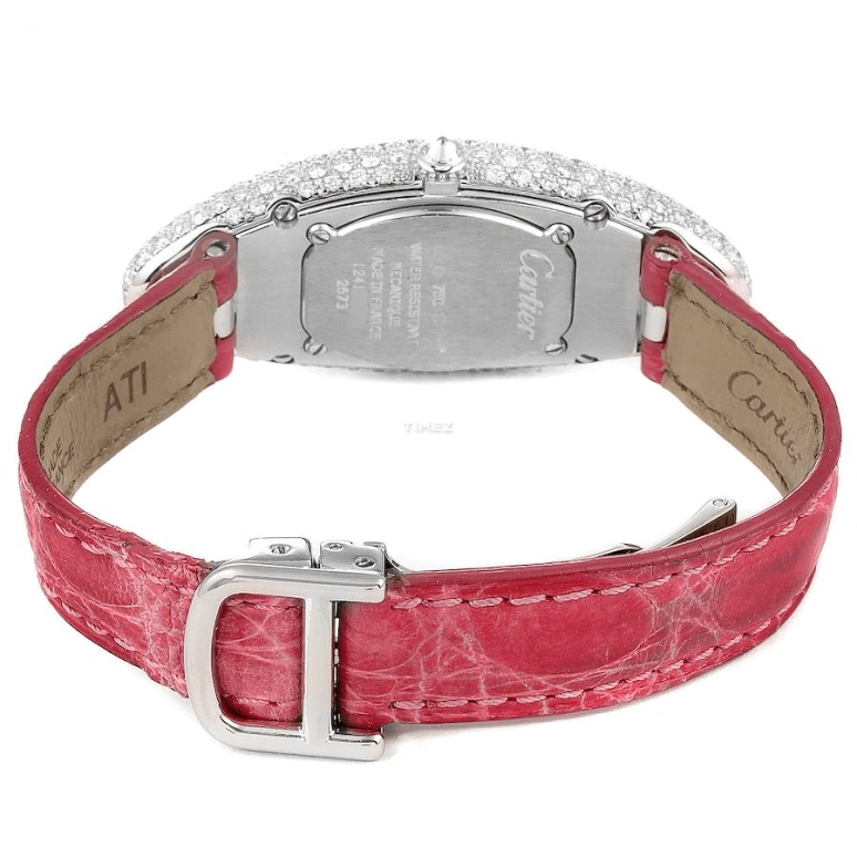 Cartier,Baignoire 47x21mm,47x21mm,White Gold,Silver,Handwound,Sapphire,Crystal Glass,Oval,WB510931