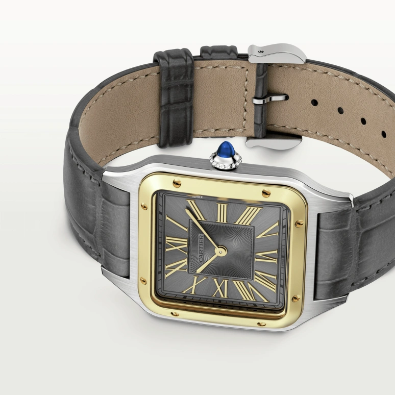 Cartier,Santos de Cartier 31.40x43.50mm,31.40x43.50mm,Stainless Steel,Yellow Gold,Grey,Quartz,Sapphire,Crystal Glass,Square,W2SA0028
