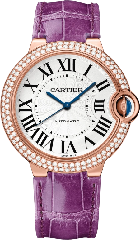 Cartier,Ballon Bleu de Cartier 36mm,36mm,Rose Gold,Silver,Automatic,Sapphire,Crystal Glass,Round,WJBB0050