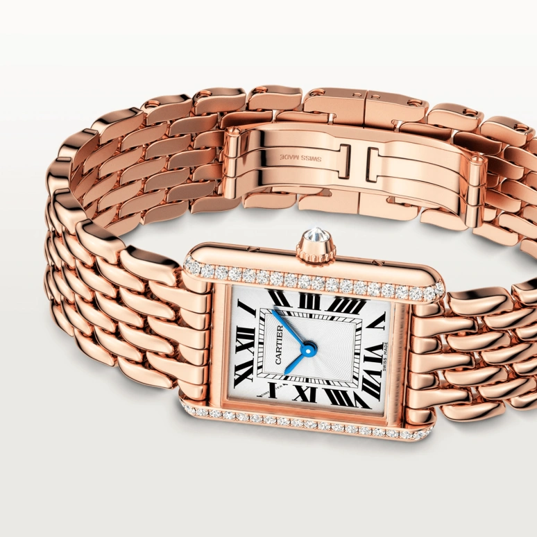 Cartier,Tank 29.50x22mm,29.50x22mm,Rose Gold,Silver,Handwound,38hours,In-house Caliber,WJTA0020
