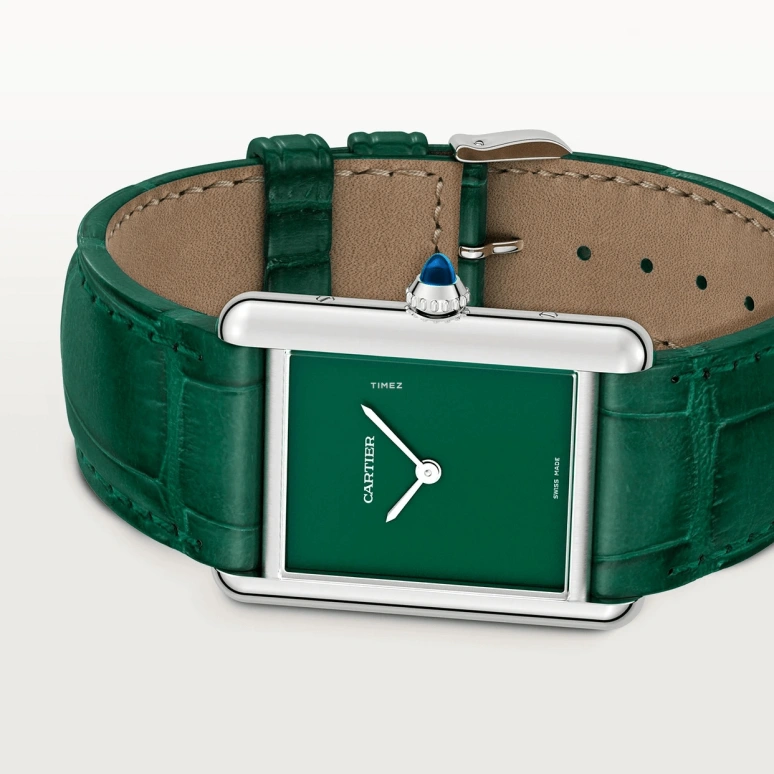 Cartier,Tank 33.70x25.50mm,33.70x25.50mm,Stainless Steel,Green,Quartz,Sapphire,Crystal Glass,Rectangular,WSTA0115