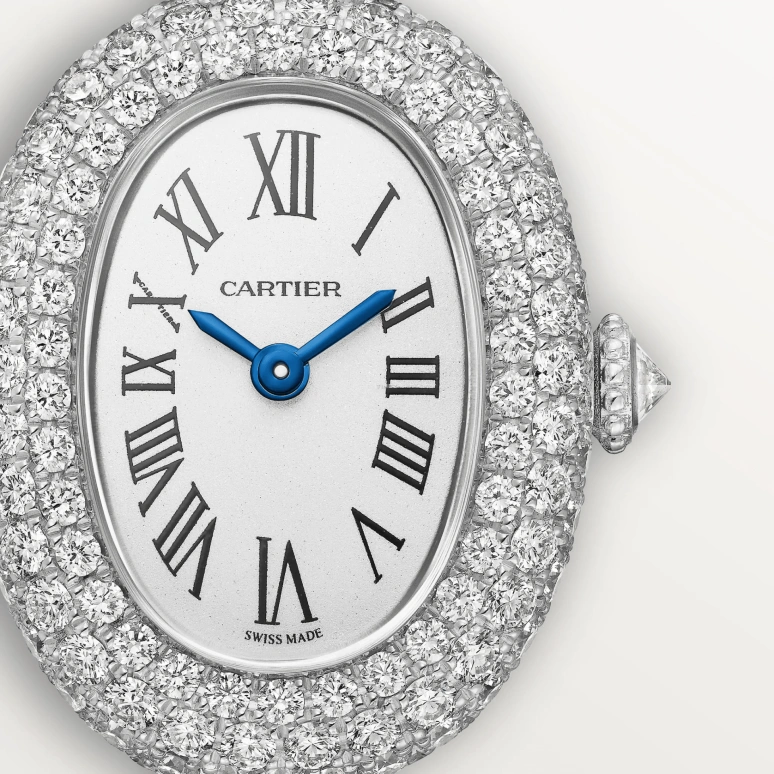 Cartier,Baignoire 24.60x18.70mm,24.60x18.70mm,White Gold,Silver,Quartz,Sapphire,Crystal Glass,Oval,HPI01822
