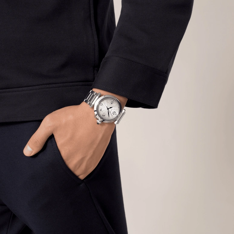 Cartier,Pasha de Cartier 41mm,41mm,Stainless Steel,Silver,Automatic,Day,42hours,WSPA0009