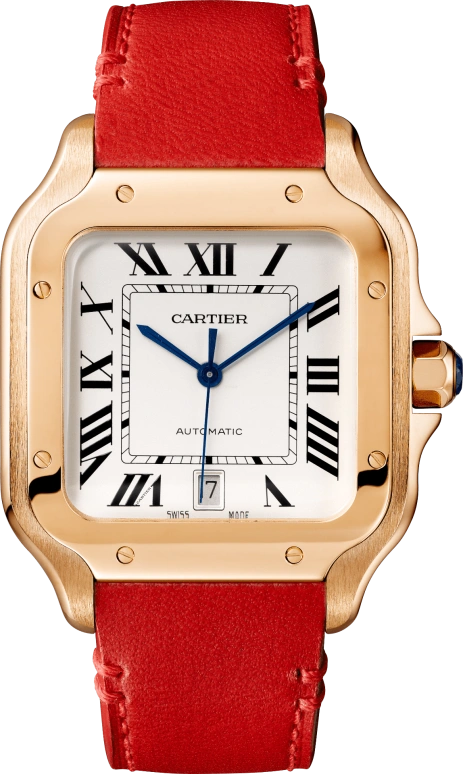 Cartier,Santos de Cartier 39.80x47.50mm,39.80x47.50mm,Rose Gold,Silver,Automatic,Day,42hours,WGSA0018
