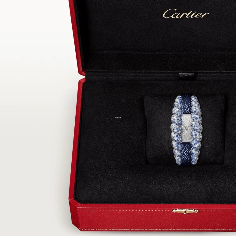 Cartier,Tressage 56.20x25.70mm,56.20x25.70mm,White Gold,Silver,Quartz,Sapphire,Crystal Glass,Square,HPI01691