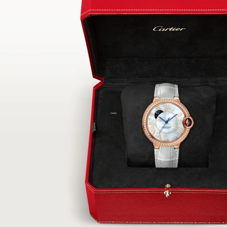 Cartier,Ballon Bleu de Cartier 36mm,36mm,Rose Gold,White,Automatic,Day / Night Indication,Sapphire,Crystal Glass,WJBB0086