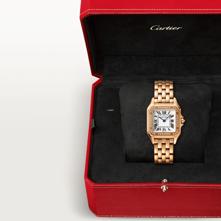 Cartier,Panthère de Cartier 27x36mm,27x36mm,Rose Gold,Silver,Quartz,Sapphire,Crystal Glass,Square,WJPN0072