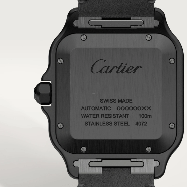 Cartier,Santos de Cartier 39.80mm,39.80mm,Stainless Steel,Black,Automatic,Day,42hours,WSSA0039