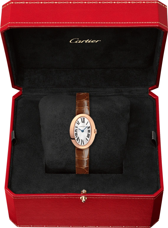 Cartier,Baignoire 25.30x18.80mm,25.30x18.80mm,Rose Gold,Silver,Quartz,Sapphire,Crystal Glass,Oval,W8000017