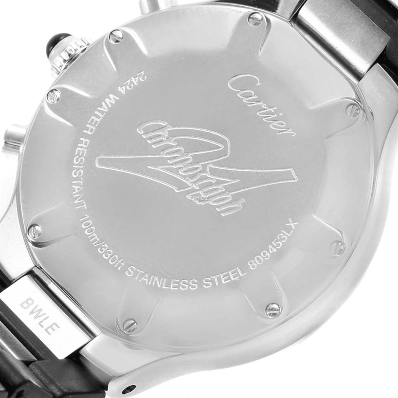Cartier,21 Chronoscaph 43.80mm,43.80mm,Stainless Steel,Black,Quartz,Chronograph,Day,W10125U2