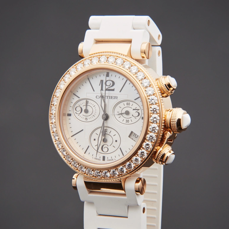 Cartier,Pasha de Cartier 37mm,37mm,Rose Gold,Silver,Quartz,Chronograph,Day,WJ130004