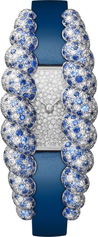 Cartier,Tressage 56.20x25.70mm,56.20x25.70mm,White Gold,Silver,Quartz,Sapphire,Crystal Glass,Square,HPI01691