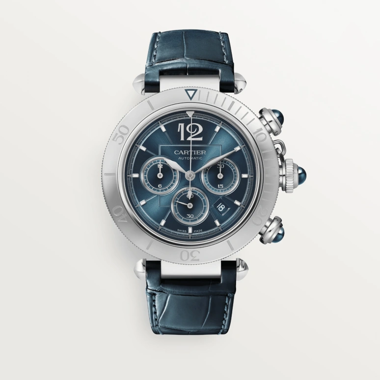 Cartier,Pasha de Cartier 41mm,41mm,Stainless Steel,Blue,Automatic,Chronograph,Day,WSPA0039