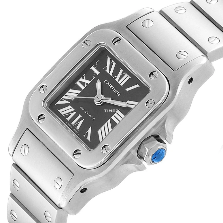 Cartier,Santos de Cartier 24x4mm,24x4mm,Stainless Steel,Grey,Automatic,Sapphire,Crystal Glass,Square,W20066D6
