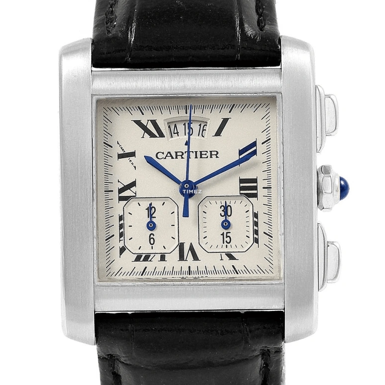 Cartier,Tank 30x28mm,30x28mm,Stainless Steel,Silver,Quartz,Chronograph,Day,W5101455