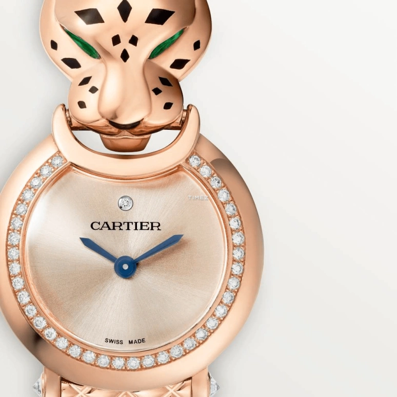 Cartier,Panthère Jewelry Watches 23.60mm,23.60mm,Rose Gold,Quartz,Sapphire,Crystal Glass,Other,HPI01381