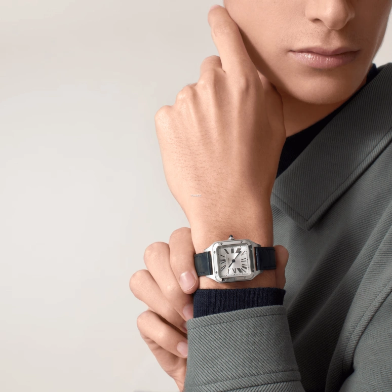 Cartier,Santos de Cartier 38x27.50mm,38x27.50mm,Stainless Steel,Silver,Quartz,Sapphire,Crystal Glass,Square,WSSA0086