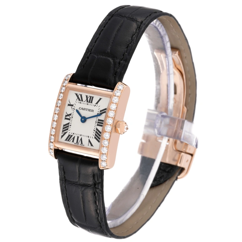 Cartier,Tank 25.35x20.30mm,25.35x20.30mm,Rose Gold,Silver,Quartz,In-house Caliber,Sapphire,Crystal Glass,WE104531
