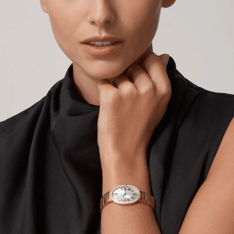 Cartier,Baignoire 31.60x23.30mm,31.60x23.30mm,Rose Gold,Silver,Quartz,In-house Caliber,Sapphire,Crystal Glass,WB520002