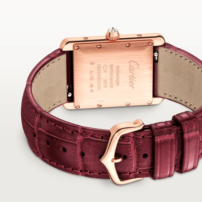 Cartier,Tank 33.70x25.50mm,33.70x25.50mm,Rose Gold,Silver,Handwound,38hours,In-house Caliber,WJTA0038