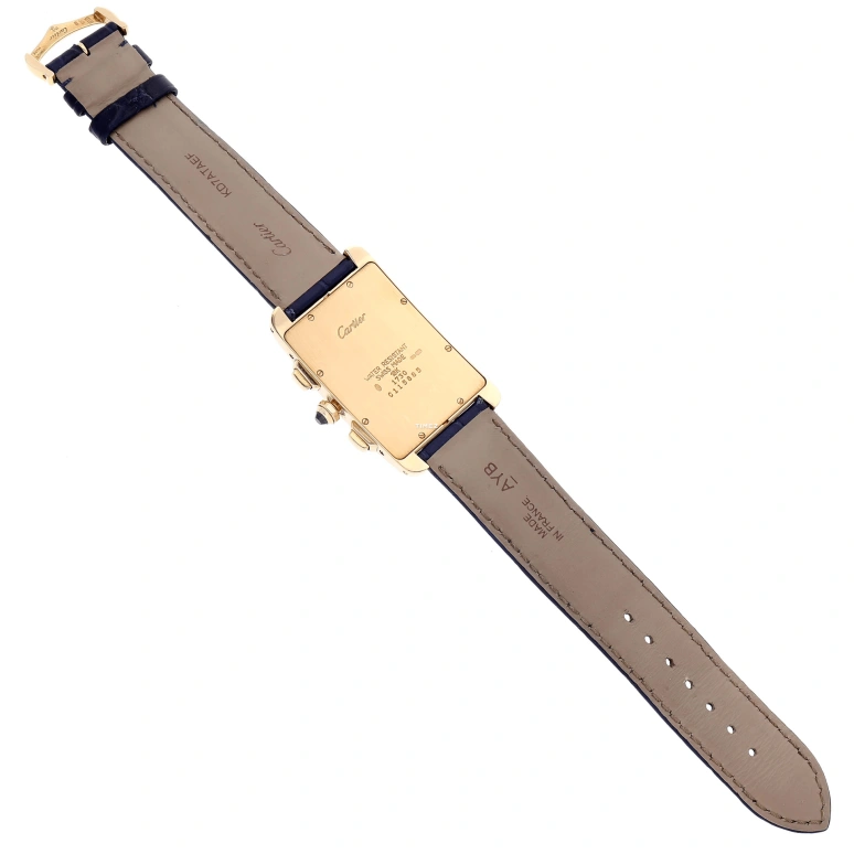 Cartier,Tank 27mm,27mm,Yellow Gold,Silver,Quartz,Chronograph,Day,W2601156