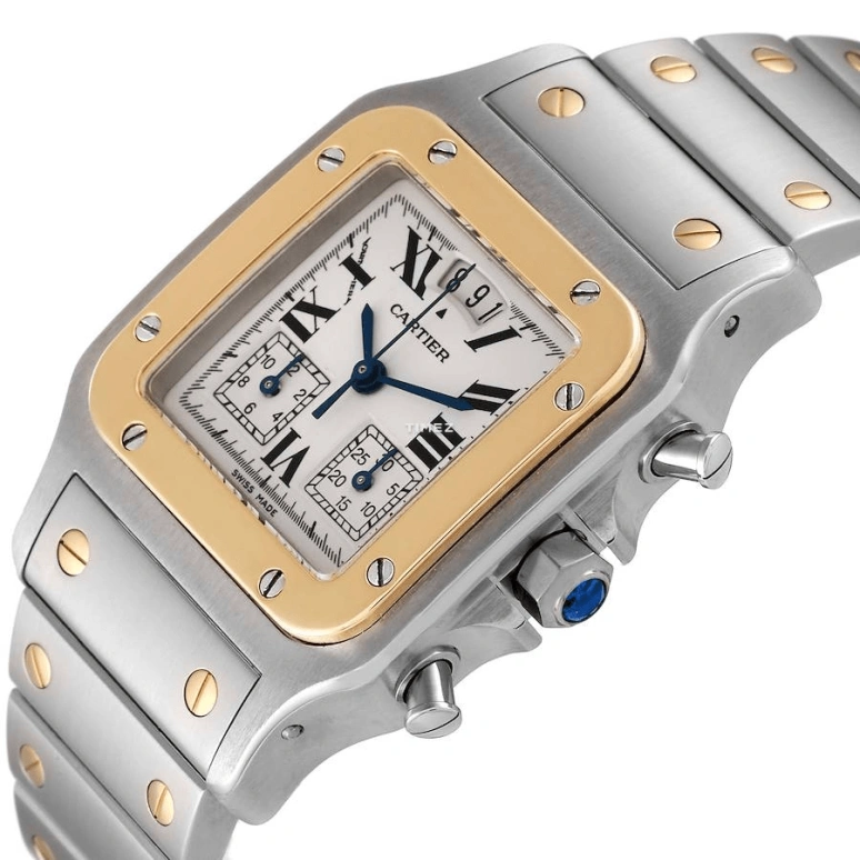 Cartier,Santos de Cartier 28mm,28mm,Stainless Steel,Silver,Quartz,Chronograph,Day,W20042C4