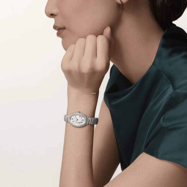 Cartier,Baignoire 31.40x23.10mm,31.40x23.10mm,White Gold,Silver,Quartz,Sapphire,Oval,WJBA0021