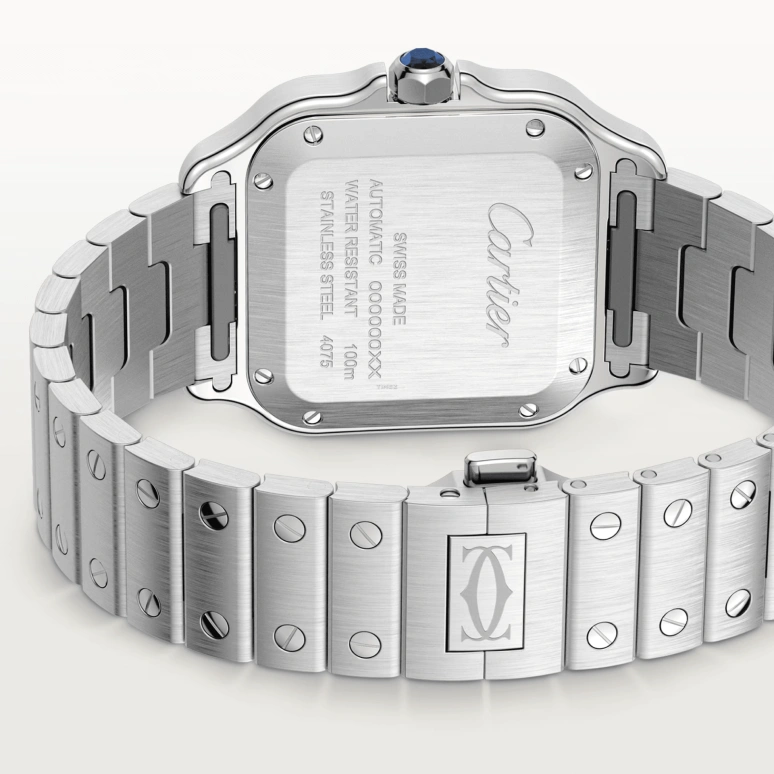 Cartier,Santos de Cartier 39.80mm,39.80mm,Stainless Steel,Brown,Gradient,Automatic,Sapphire,Crystal Glass,Square,WSSA0064