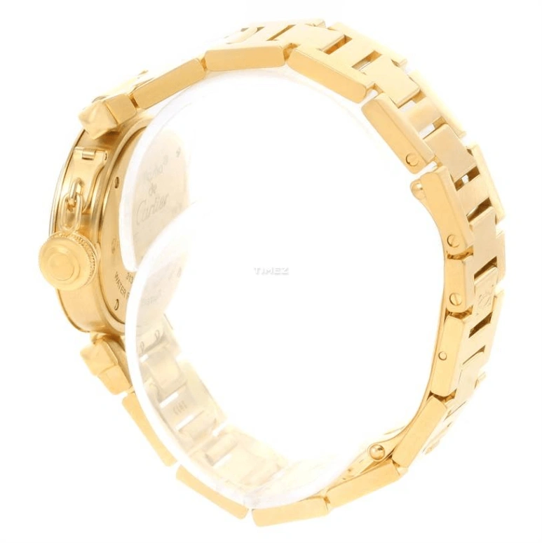 Cartier,Pasha de Cartier 27mm,27mm,Yellow Gold,Silver,Quartz,In-house Caliber,Sapphire,Crystal Glass,WJ124015